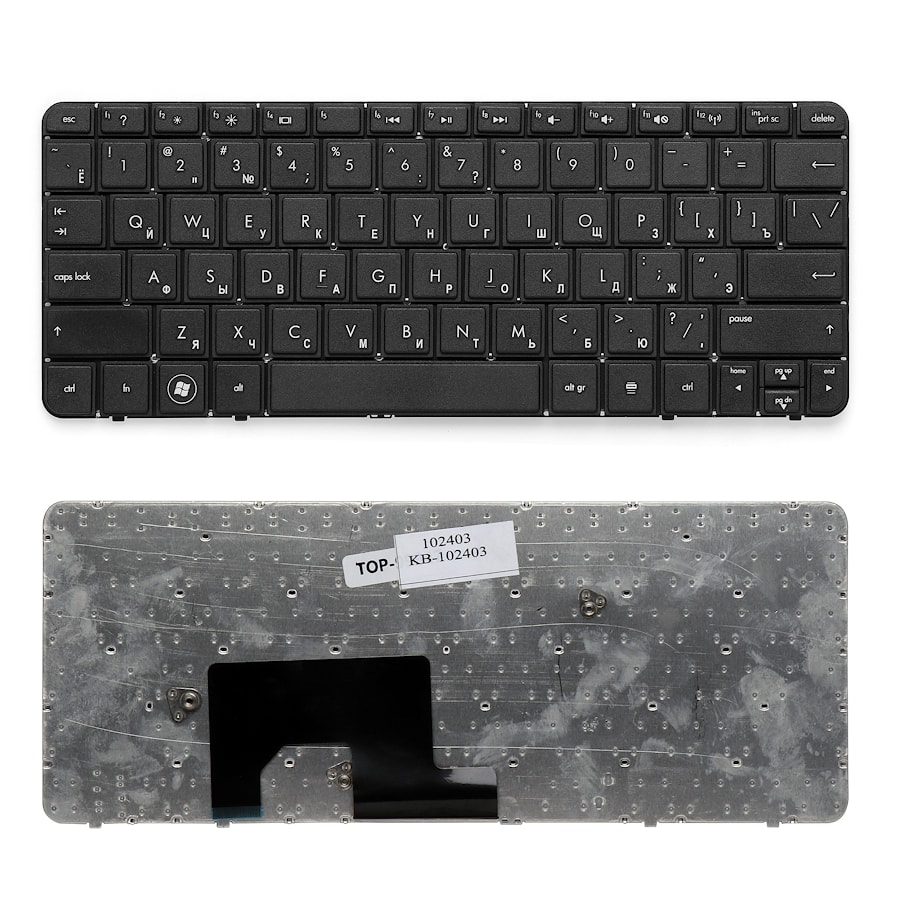 Клавиатура для ноутбука HP Mini 1103, 110-3000, 110-3500, 110-3600 Series. Плоский Enter. Черная, Без рамки. PN: NM1, NM3, SN5103.