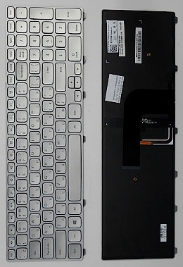 Клавиатура для ноутбука Dell Inspiron 17-7000 Series. Серебрянная. PN: MP-13B53USJ442, 9Z.NAVBW.01D, 0P4G0N, 0XVK13