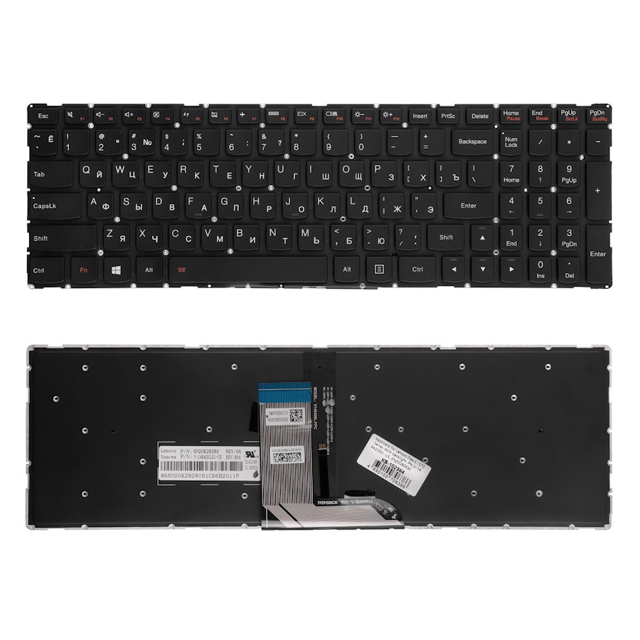 Клавиатура для ноутбука Lenovo Flex 3 1570 Series. С подсветкой. PN: V-149420BS1-US, SN20G90930
