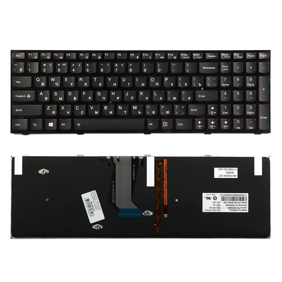 Клавиатура для ноутбука Lenovo IdeaPad Y500 Series. С подсветкой. PN: Y590-RU, HMB3354TLA12, 25205419