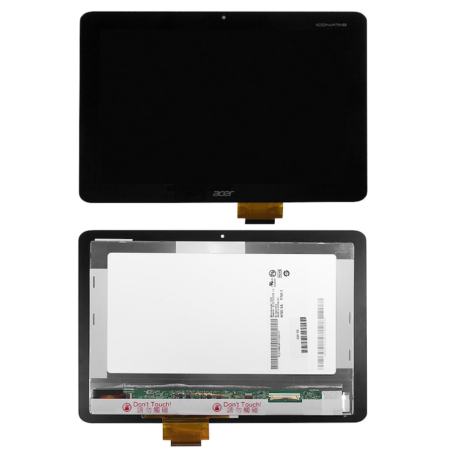 Дисплей, матрица и тачскрин для планшета 10.1" 1280х800 WXGA, 40 pin LED, Acer Iconia Tab A200. PN: B101EVT03 V.0, B101EVT03 V.1. Черный.