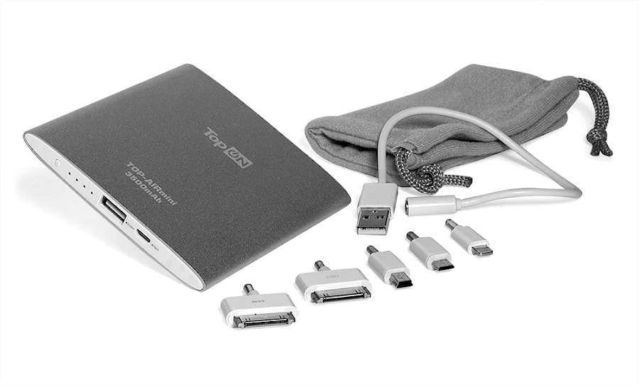 Внешний аккумулятор TopON TOP-AIRmini 3500mAh (13Wh), Lightning, micro-USB, mini-USB, Apple 30pin