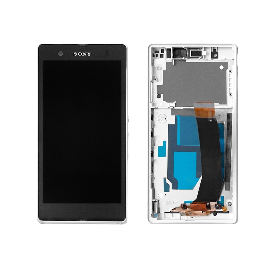 Дисплей, матрица и тачскрин для смартфона Sony Xperia Z C6602, 5" 1080x1920, A+. Белый, с рамкой.