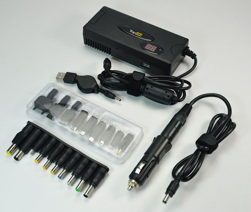 Универсальный сетевой и автомобильный Блок питания (зарядное) (адаптер в сеть, авто, самолет) для ноутбука 90W