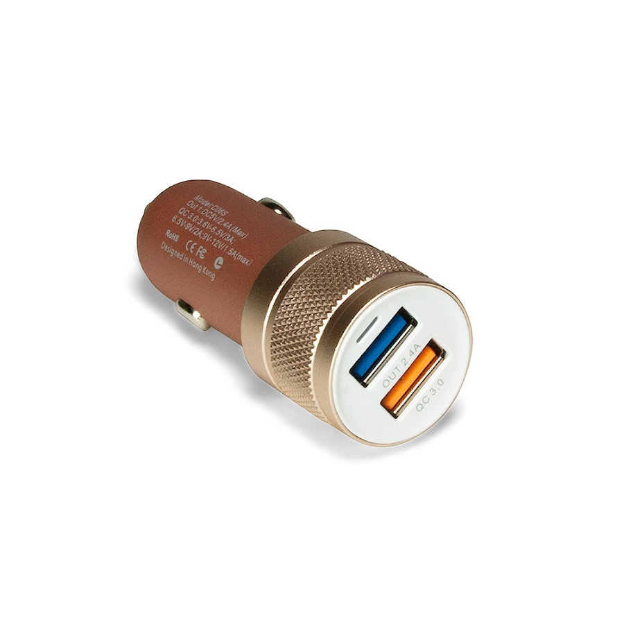 Автозарядка IDMIX C06S 18W на 2 USB-порта с функцией быстрой зарядки Qualcomm QC 3.0. Розовое золото.