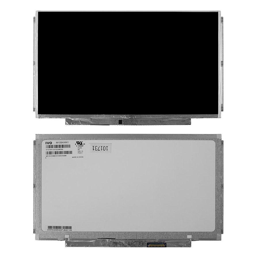 Матрица для ноутбука 13.3" 1366x768 WXGA, 40 pin LVDS, Slim, LED, TN, крепления планки, глянцевая. PN: M133NWN1 R0. R1