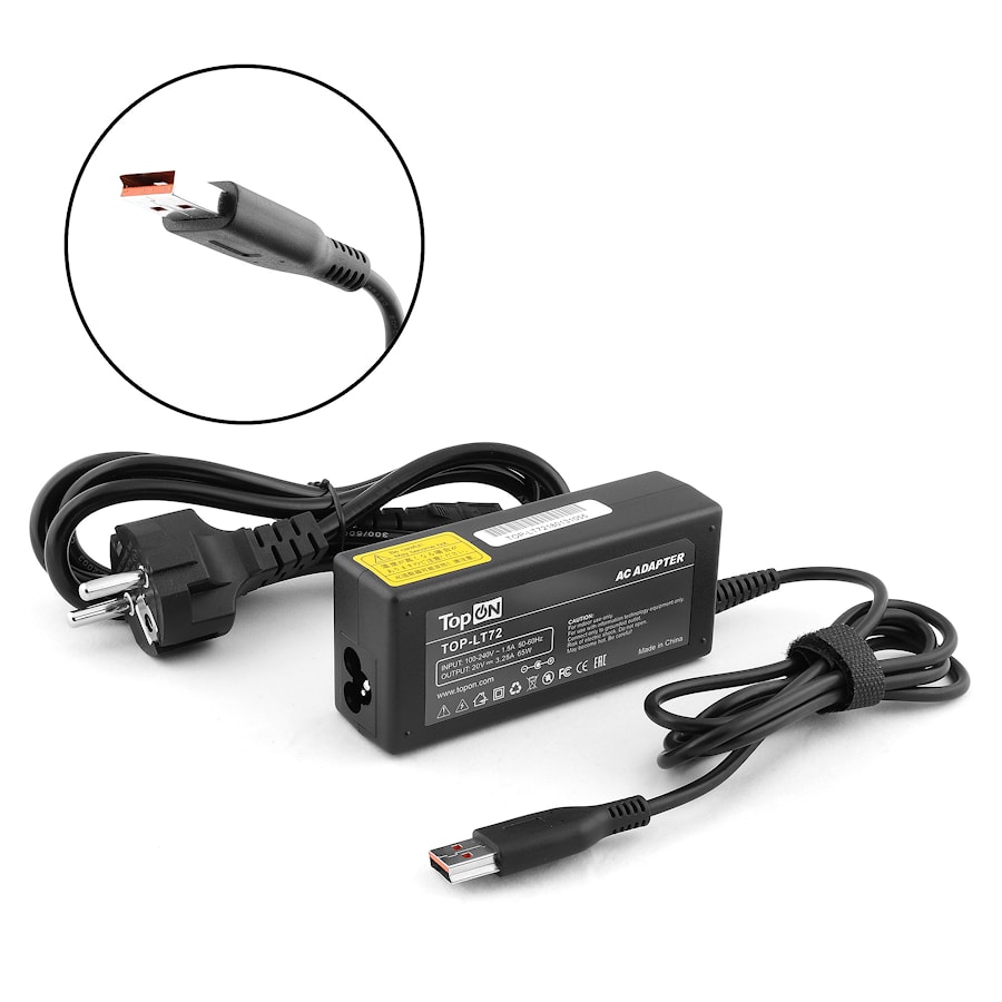 Блок питания (зарядное) для ноутбука Lenovo 20V 3.25A (Power USB) 65W. Yoga 4 Pro, 3 Pro, 700, 900, IdeaPad Miix 2 Series. PN: ADL65WDA, ADL65WLE, AD