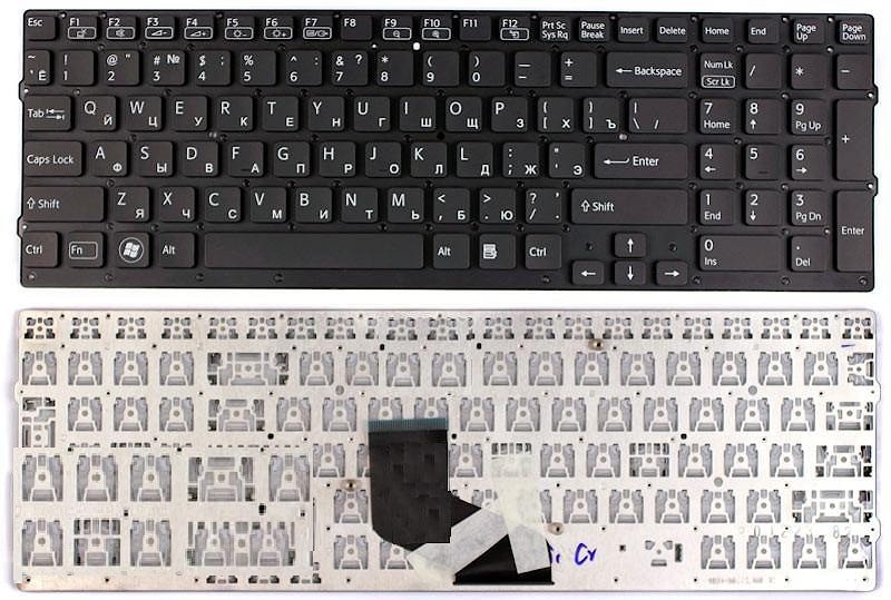 Клавиатура для ноутбука Sony Vaio VPC-F2, VPC-F21Z1R, VPC-F24M1R черная, без рамки, с подсветкой