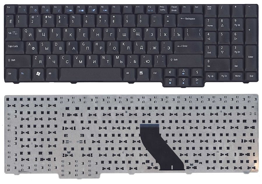 Клавиатура для ноутбука Acer Aspire 7000, 9400, 5735, 6530, 6930, 8735, 8920, 8930. Extensa 5235, 7220, 7620, eMachines E528, E728 черная