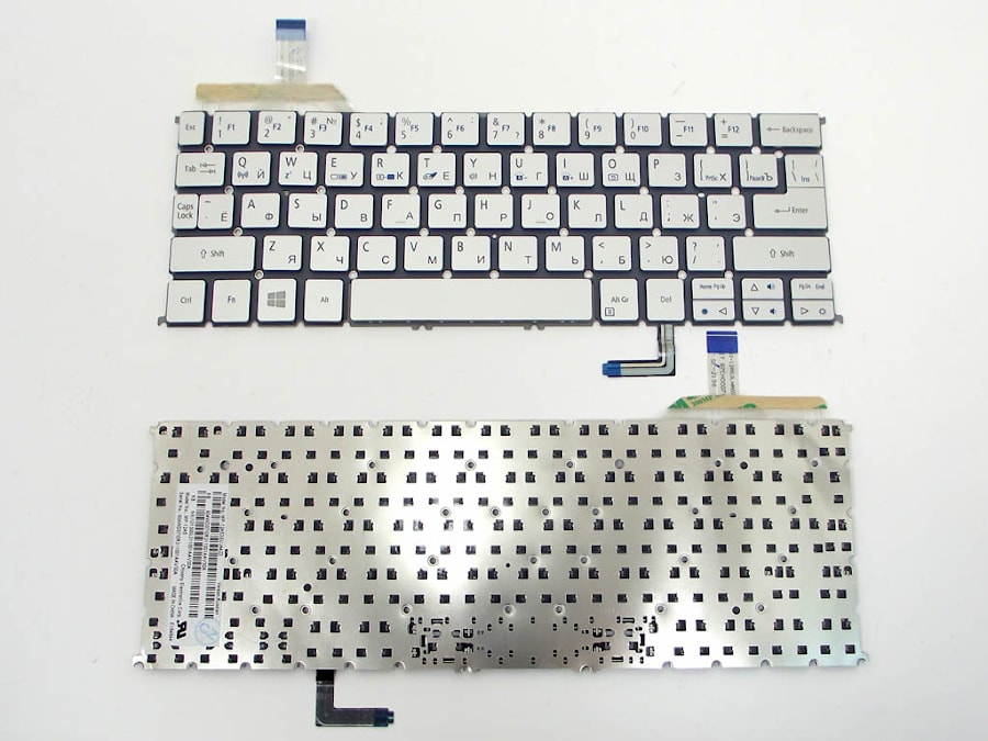 Клавиатура для ноутбука Acer Aspire S7, S7-391, MP-12C5 серебряная, с подсветкой