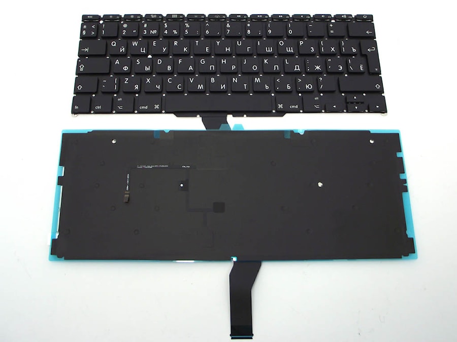 Клавиатура для ноутбука Apple MacBook A1370, A1465 черная, большой Enter, с подсветкой