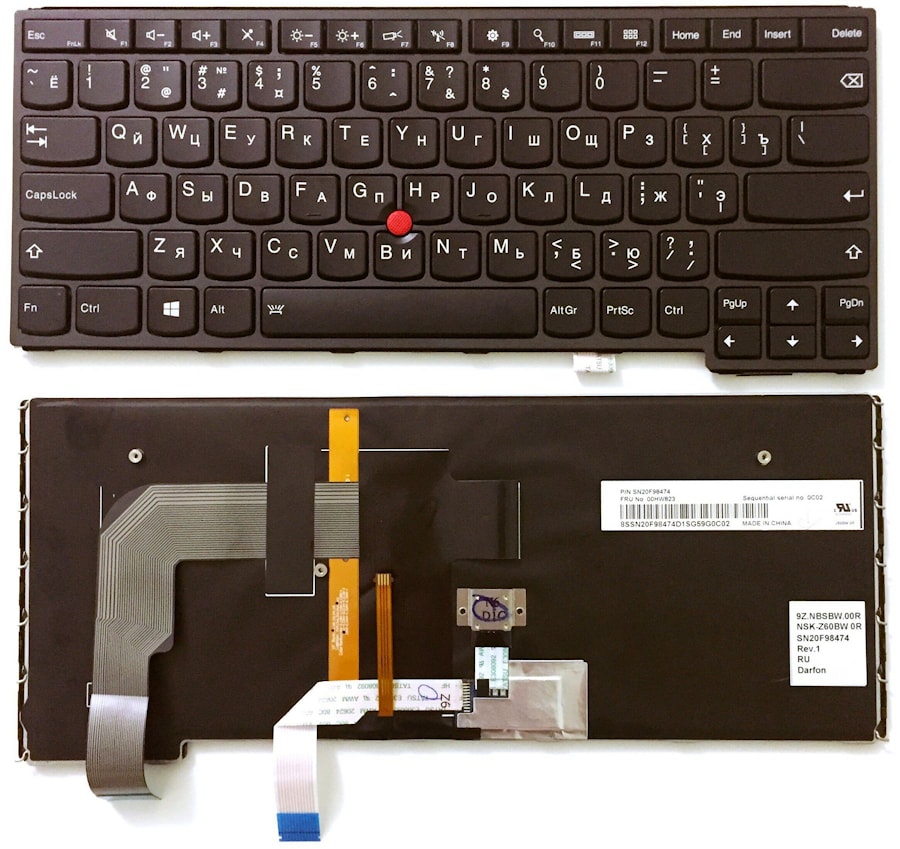 Клавиатура для ноутбука Lenovo IBM ThinkPad S3, Yoga 14 черная, с подсветкой
