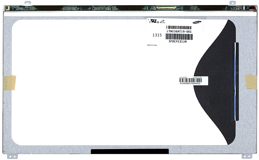 Матрица для ноутбука 15.6", 1366x768, LED, 40 pins, UltraSLIM, уши вверх/вниз, Матовая, P/N: LTN156AT19-001