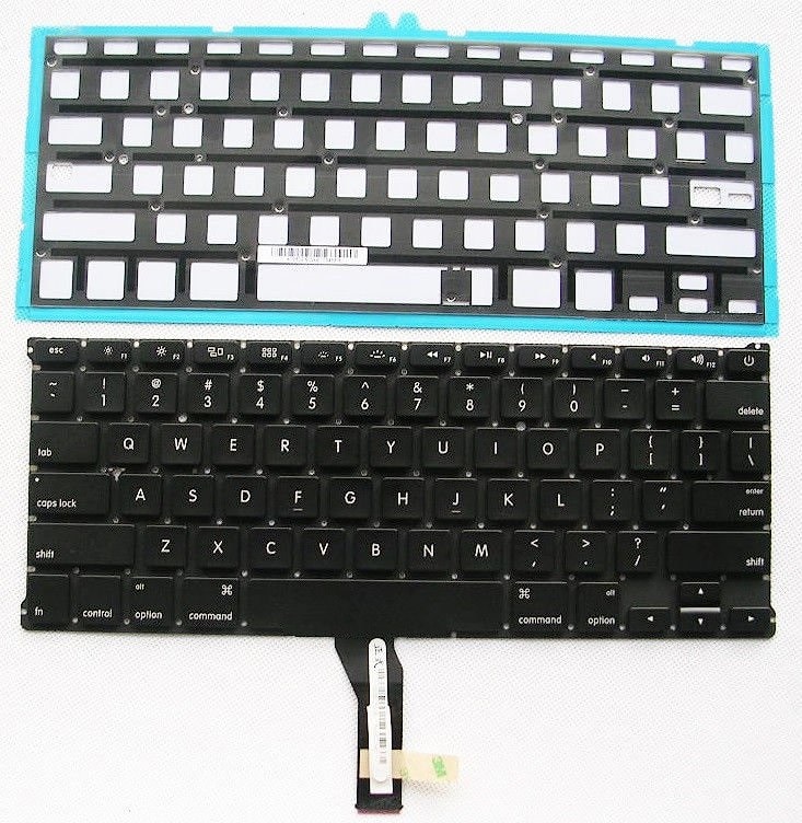 Клавиатура для ноутбука Apple MacBook A1369, A1466 черная, плоский Enter, с подсветкой