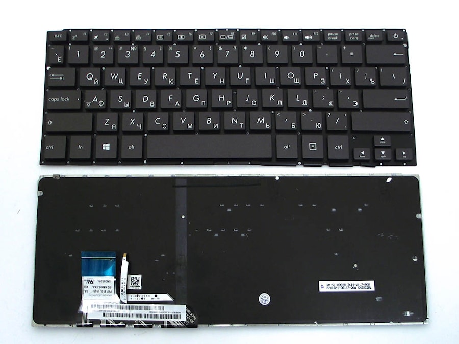 Клавиатура для ноутбука Asus U303, UX303 черная, без рамки, с подсветкой
