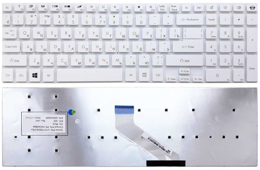 Клавиатура для ноутбука Packard Bell LS11, LS13, TS11, TS44, P5WS0, P7YS0, F4211/ Gateway NV55, NV75 белая