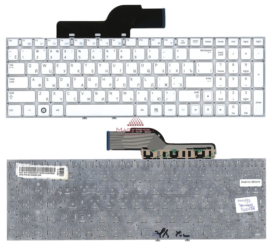 Клавиатура для ноутбука Samsung NP300E5A, NP300V5A белая