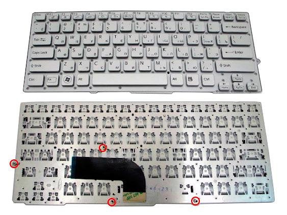 Клавиатура для ноутбука Sony Vaio VPC-SB, VPC-SD серебряная, без рамки