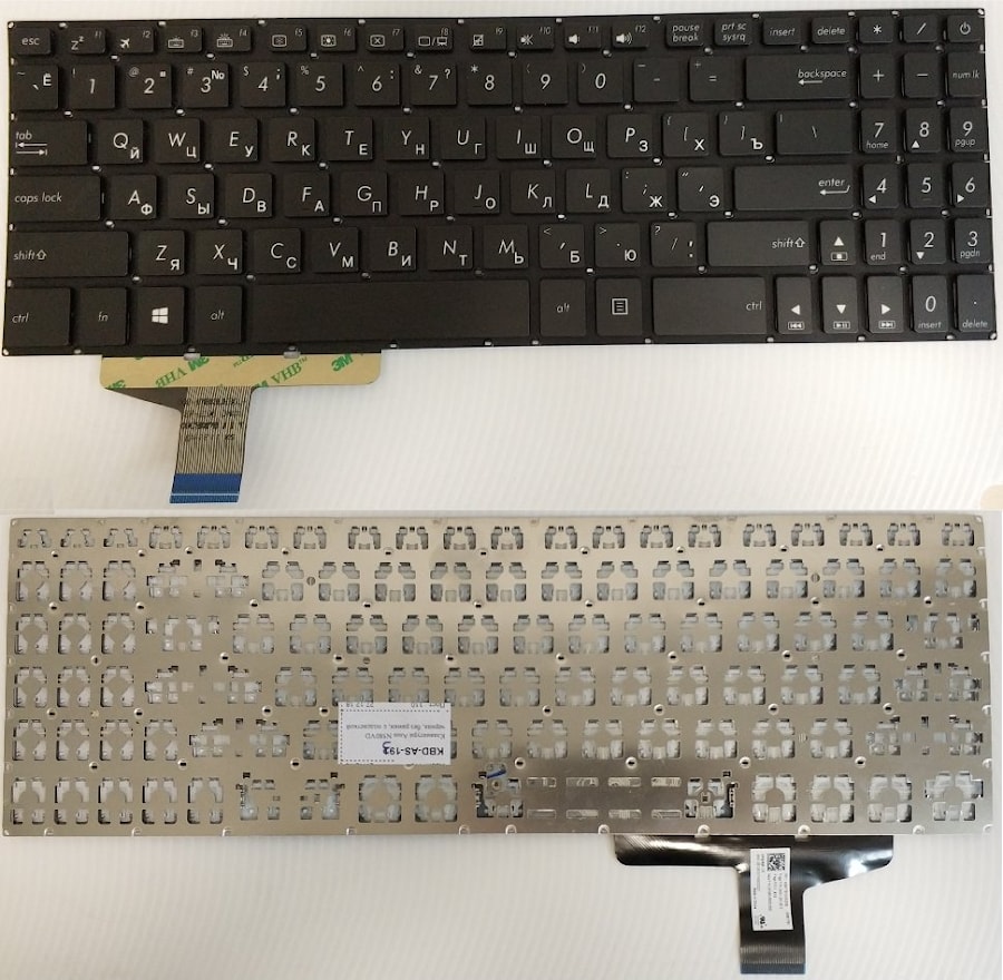 Клавиатура для ноутбука Asus M580, N580 черная, без рамки