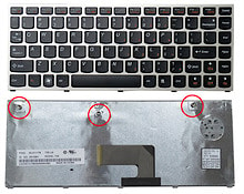 Клавиатура для ноутбука Lenovo IdeaPad U460, U460A, U460S черная, рамка серебряная