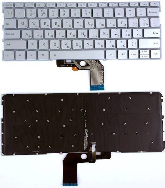 Клавиатура для ноутбука Xiaomi 12.5 серебряная, с подсветкой