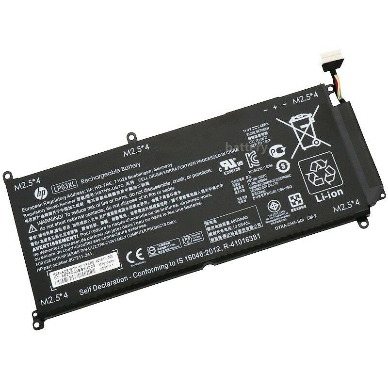 Аккумулятор для HP Envy 14-j100, 15-AE000, 15-AE020TX, 15T-AE015TX, M6-P, (LP03XL. HSTNN-DB7C, HSTNN-DB6X), 48Wh, 4050mAh, 11.4V, черный