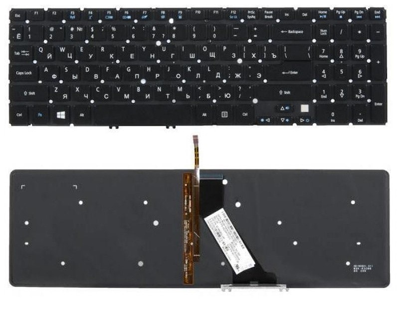 Клавиатура для ноутбука Acer Aspire V5-573G, V5-573A, V5-573P, V5-573PG черная, с подсветкой