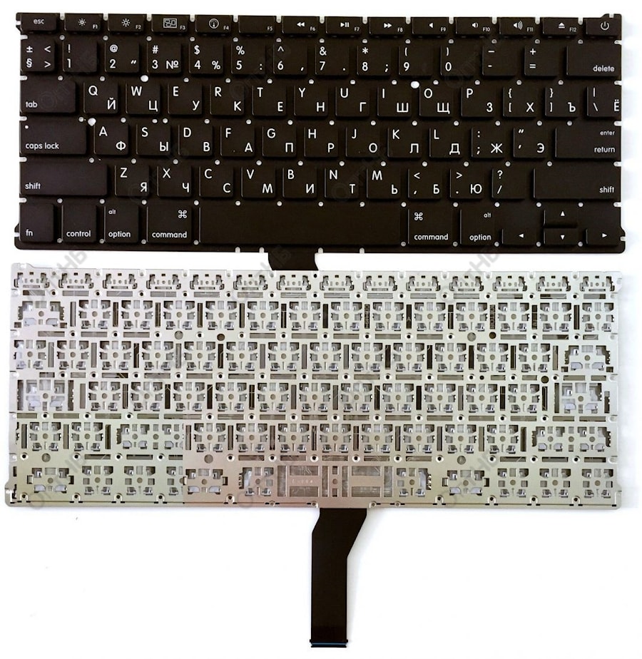 Клавиатура для ноутбука Apple MacBook A1369, A1466 черная, плоский Enter, 2010 год