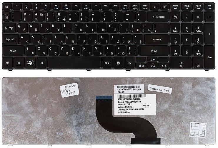 Клавиатура для ноутбука Acer Aspire 5738, 5250, 5410, 5542, 5553, 5560, 5733, 5739, 5740, 5741, 5742, 5749, 5750G, 5536, 5538, 5551, 5552, 5338 черная