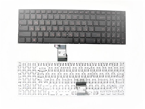 Клавиатура для ноутбука Asus G501, G501J, G501JW, G501V, G501VW, UX501, UX501J, UX501JW, UX501V, UX501VW черная, красные кнопки, с подсветкой