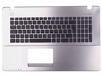 Клавиатура для ноутбука Asus X750JA, X750JB, X750LB, X750JN, R751JB, K750JB, F750JB черная, верхняя панель в сборе (серебряная)