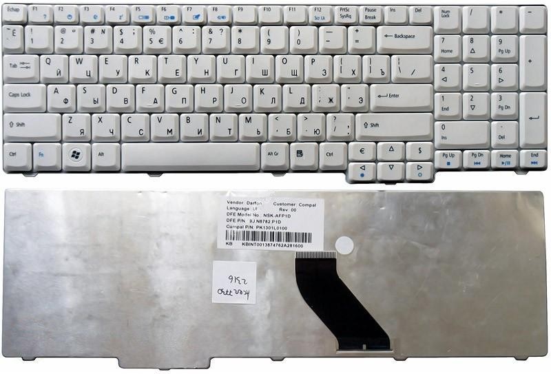 Клавиатура для ноутбука Acer Aspire 7220, 7520, 7520G, 7720; Extensa 7220; TravelMate 7520, 7520G серая  