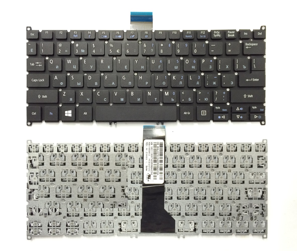 Клавиатура для ноутбука Acer Aspire E11 ,E3-111, ES1-111, ES1-111M, V5-122, V5-122P, V5-171, V5-132P, V3-331, V3-371, V3-372 черная  