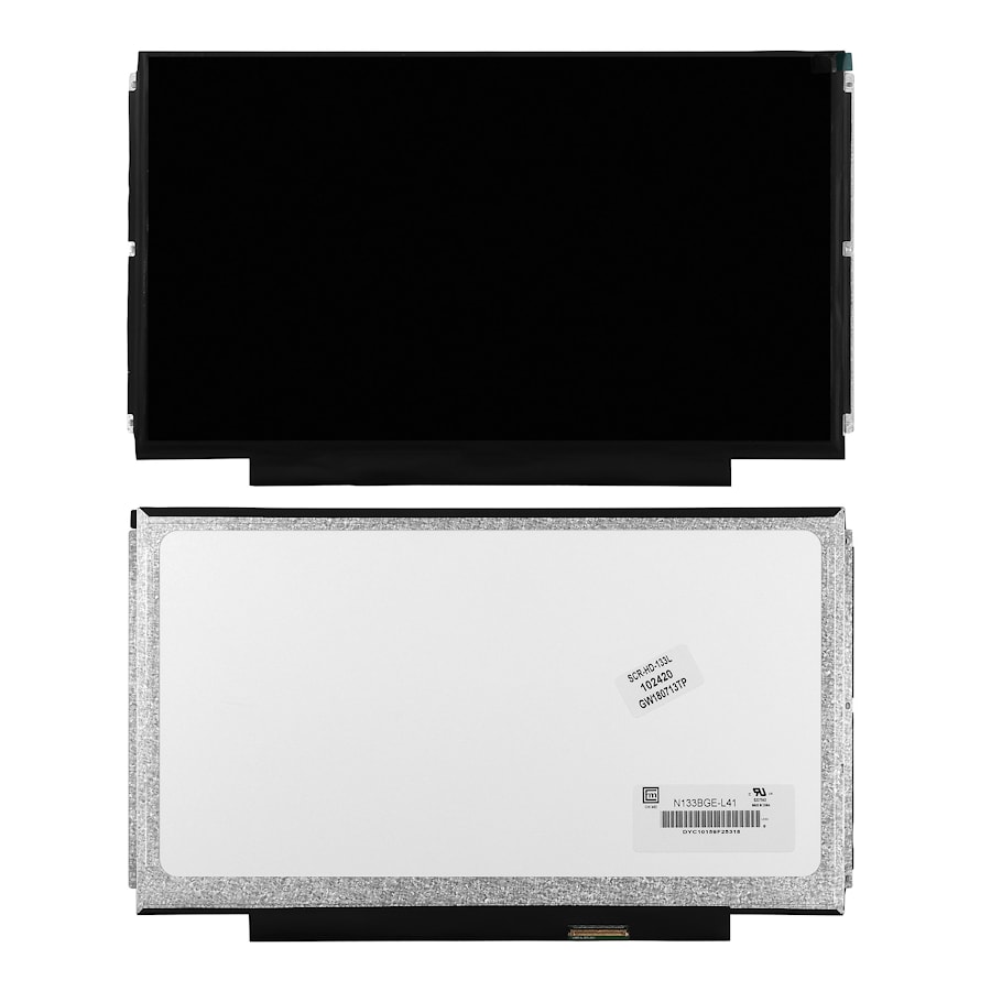 Матрица для ноутбука 13.3" 1366x768 WXGA, 40 pin LVDS, Slim, LED, TN, крепления планки, глянцевая. PN: N133BGE-L41.