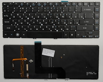 Клавиатура Acer Aspire M3-481, M5-481, M5-481G, M5-481T, M5-481TG черная, с подсветкой