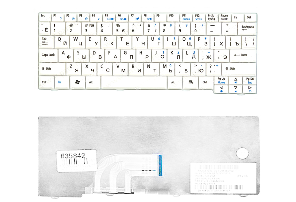 Клавиатура Acer Aspire One A110, A150, D250, ZG5 белая  
