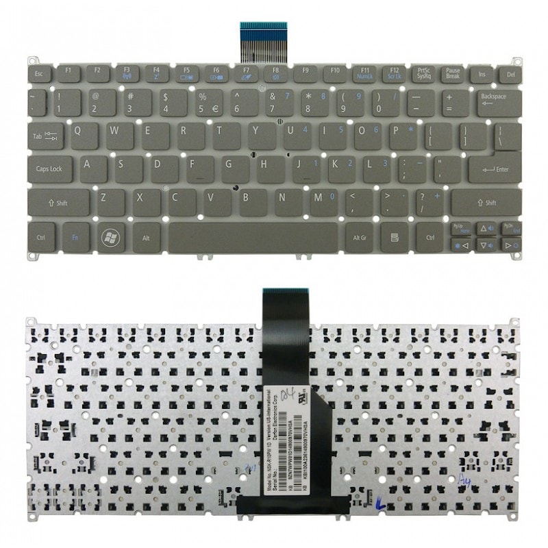 Клавиатура для ноутбука Acer Aspire S3, S3-391, S3-951, S5-391, V5-121, V5-123, V5-131; Aspire One B113, 725 серая