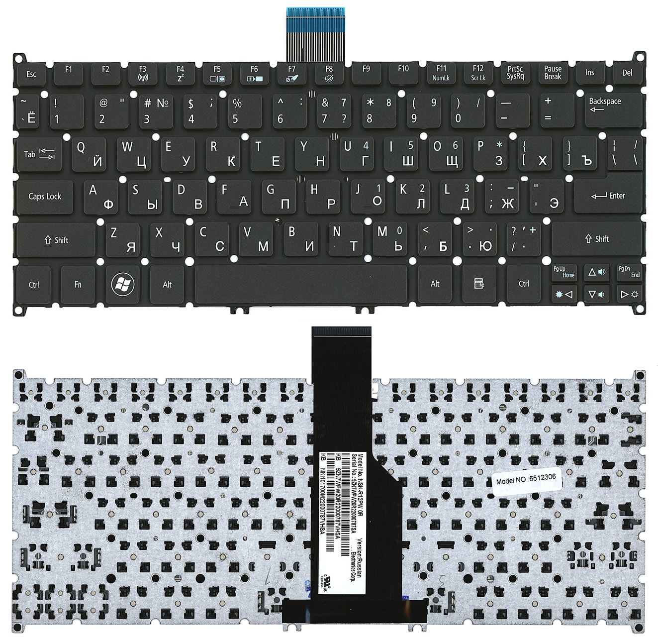 Клавиатура Acer Aspire S3, S3-391, S3-951, S5-391, V5-121, V5-123, V5-131; Aspire One B113, 725 черная  