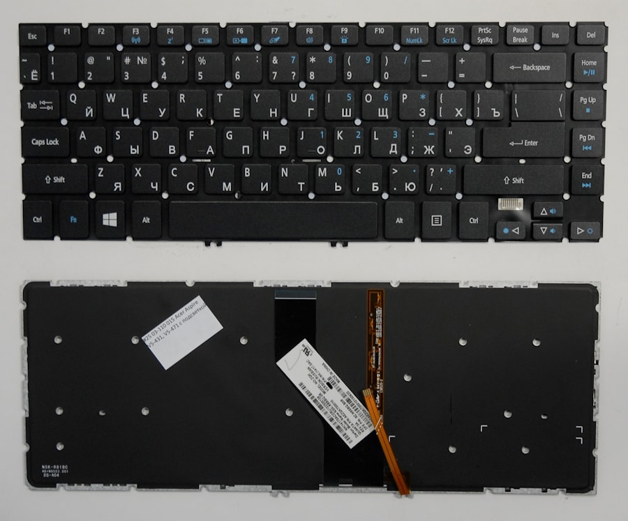 Клавиатура для ноутбука Acer Aspire V5-431, V5-471 черная, с подсветкой