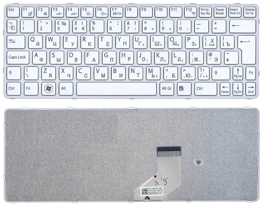 Клавиатура для ноутбука Sony Vaio SVE11 белая, с рамкой