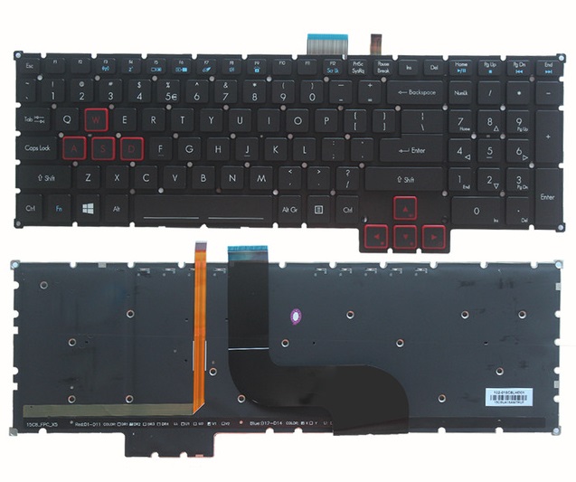 Клавиатура Acer Predator 17, 15, G9-591, 591R, G9-592, 593, G9-791, 792, G9-592 черная без рамки, с подсветкой  