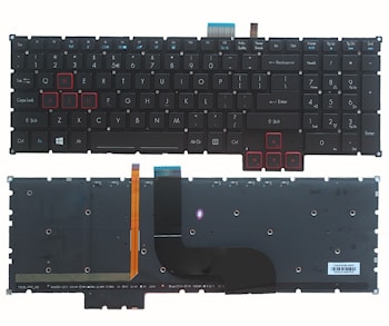 Клавиатура Acer Predator 17, 15, G9-591, 591R, G9-592, 593, G9-791, 792, G9-592 черная без рамки, с подсветкой