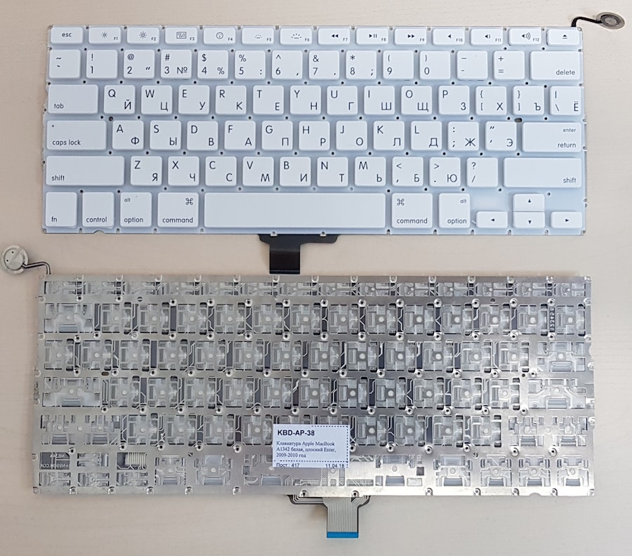 Клавиатура для ноутбука Apple MacBook A1278 белая, плоский Enter