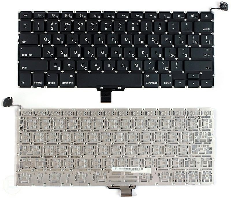 Клавиатура для ноутбука Apple MacBook A1278 черная, плоский Enter