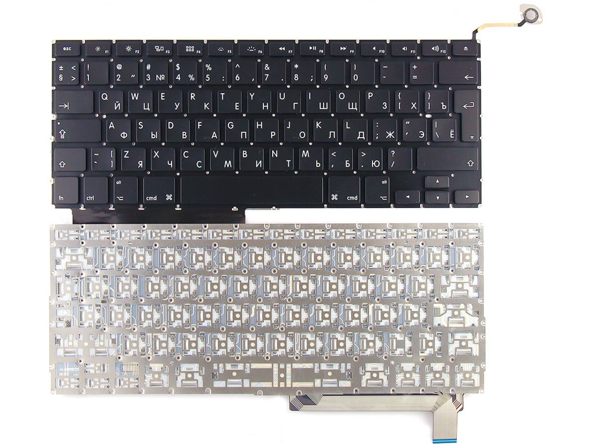 Клавиатура для ноутбука Apple MacBook A1286 с SD черная, большой Enter, с подсветкой  