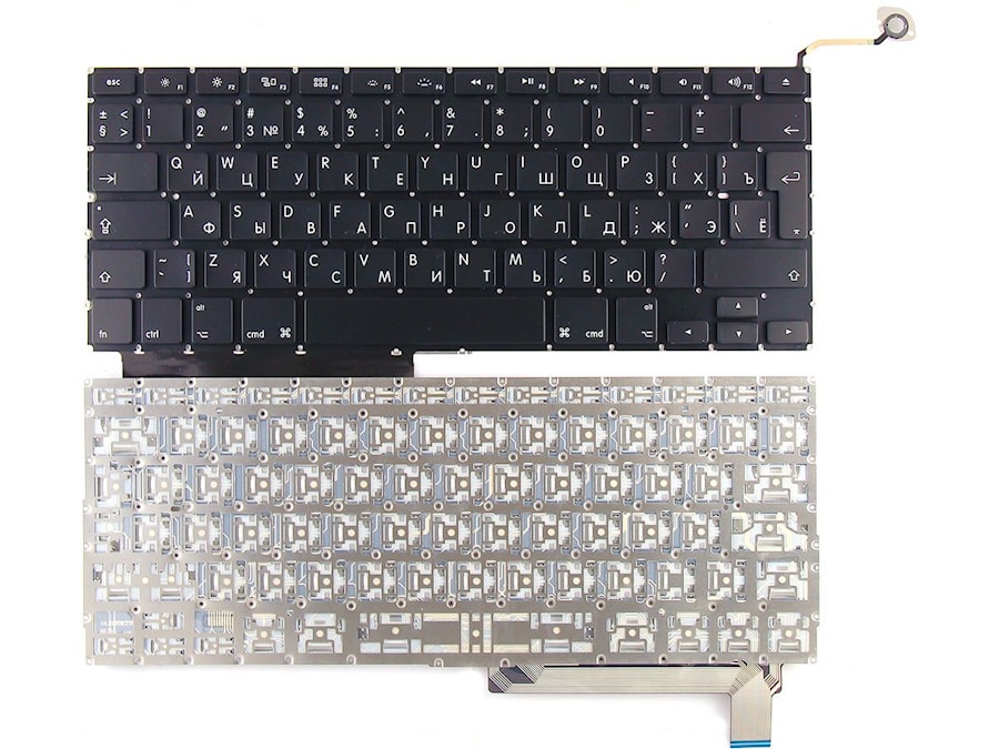 Клавиатура для ноутбука Apple MacBook A1286 с SD черная, большой Enter, с подсветкой