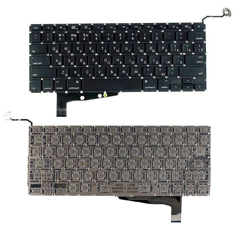 Клавиатура для ноутбука Apple MacBook A1286 с SD черная, плоский Enter, с подсветкой