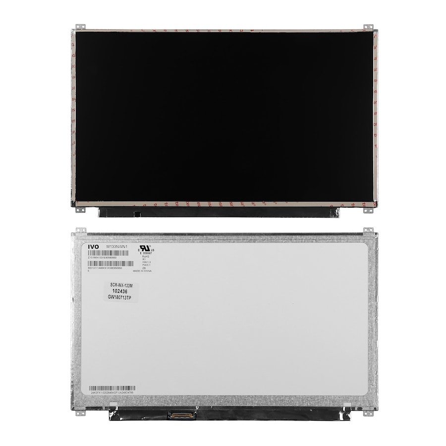 Матрица для ноутбука 13.3" 1366x768 WXGA, 30 pin eDP, Slim, LED, TN, крепления сверху/снизу (уши), разъем слева, матовая. PN: M133NWN1.