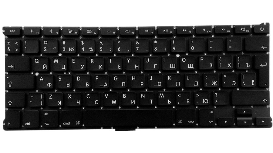Клавиатура для ноутбука Apple MacBook A1369, A1466 черная, большой Enter