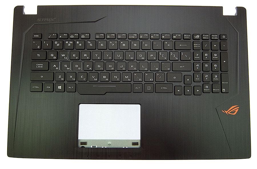 Клавиатура для ноутбука Asus GL753 черная с белой подсветкой c palMrest топ-панелью топкейсом